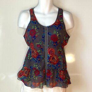 Decree SZL Gray floral corset top Boho English Countryside Dark Romance Whimsigo